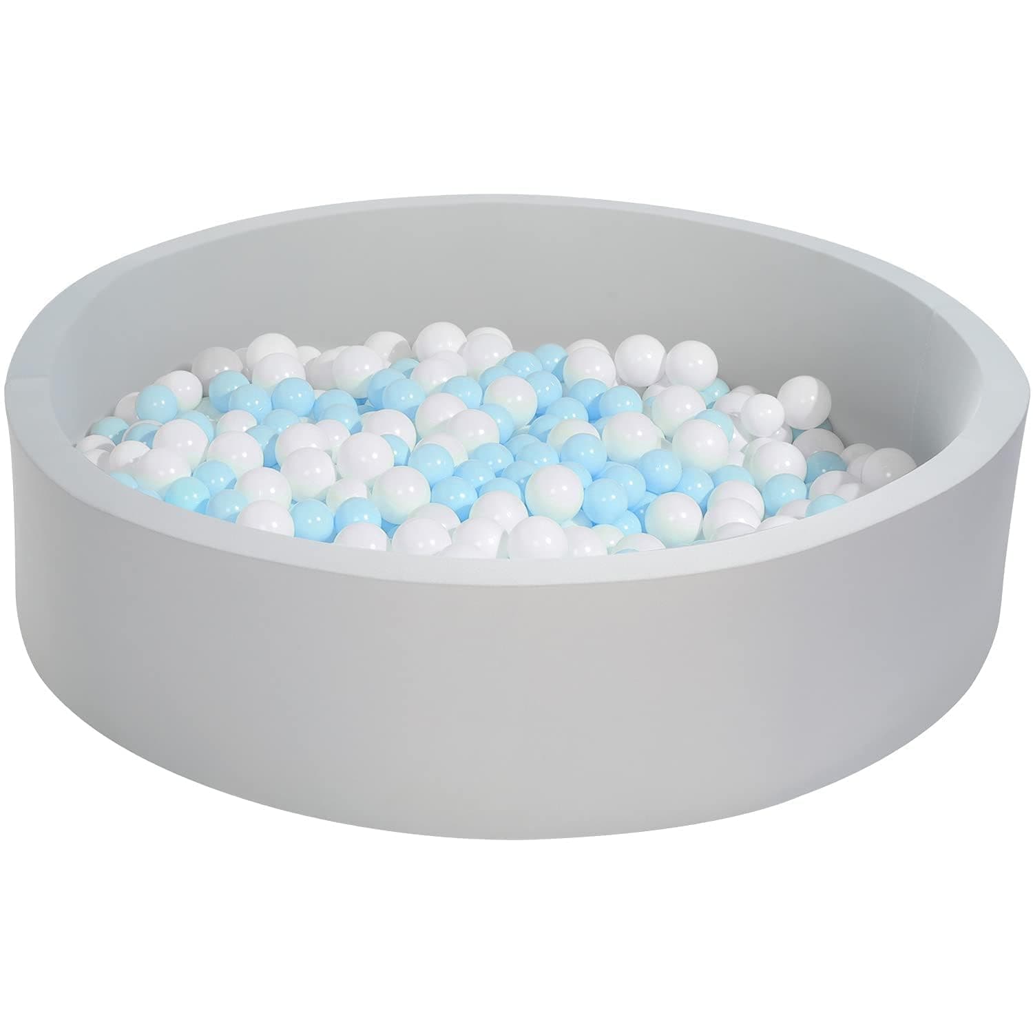 Extra Large Soft Ball Pit for Toddler, 51 x 11.8 in Foam Ball Pit for Baby Kids, Gray