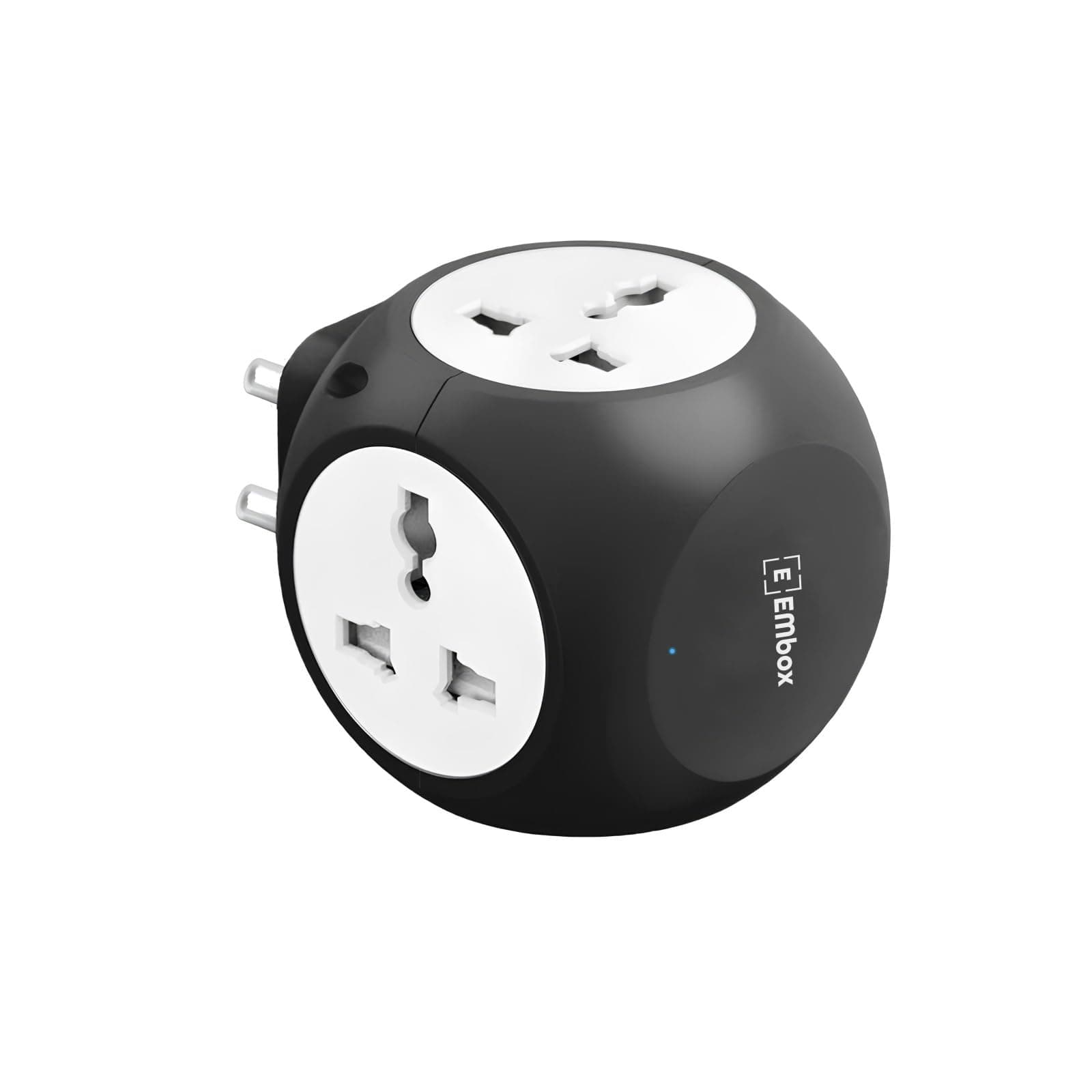 EMBOX Multi Plug Adapter | 6 amp Universal Sockets and LED Indicator Safety Shutter | 3 Pin Plug Socket Extension, Charging Mobile, Laptop, TV Black