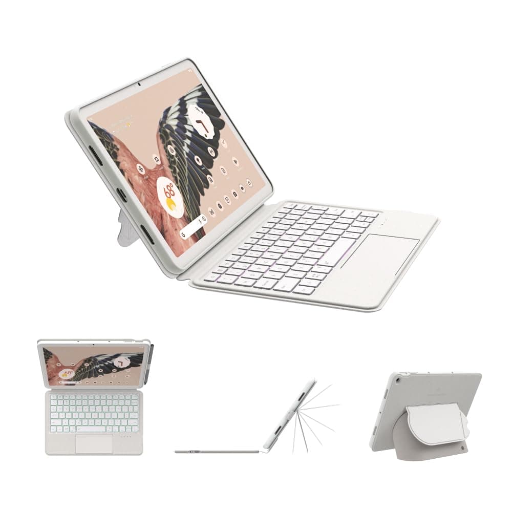 Magnetix Keyboard Case for Google Pixel Tablet 11 inch (2023), Adjustable Viewing Angle, Detachable, Easy Carry, Protective Cover Compatible with Speaker Dock, 7 Backlight Color,White, UK Layout