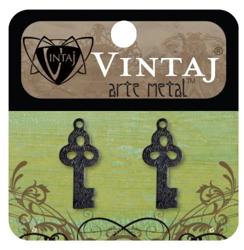 Vintaj 2-Piece Embossed Key BRIC-A-BRAC Decorative Pendant, 22 by 10mm