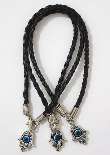 3 Hamsa Hand Black String Bracelets