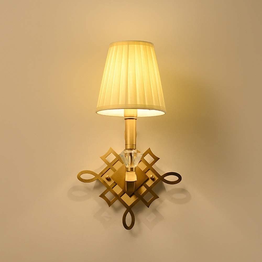 ZHLFDC Simple Modern Living Room Wall Light Neo-Classical Hardware Lighting Wall Lamp Fabric Lampshade For E14 Screw LED Light Source Bedroom Bedside Home Decoration Lighting Wall