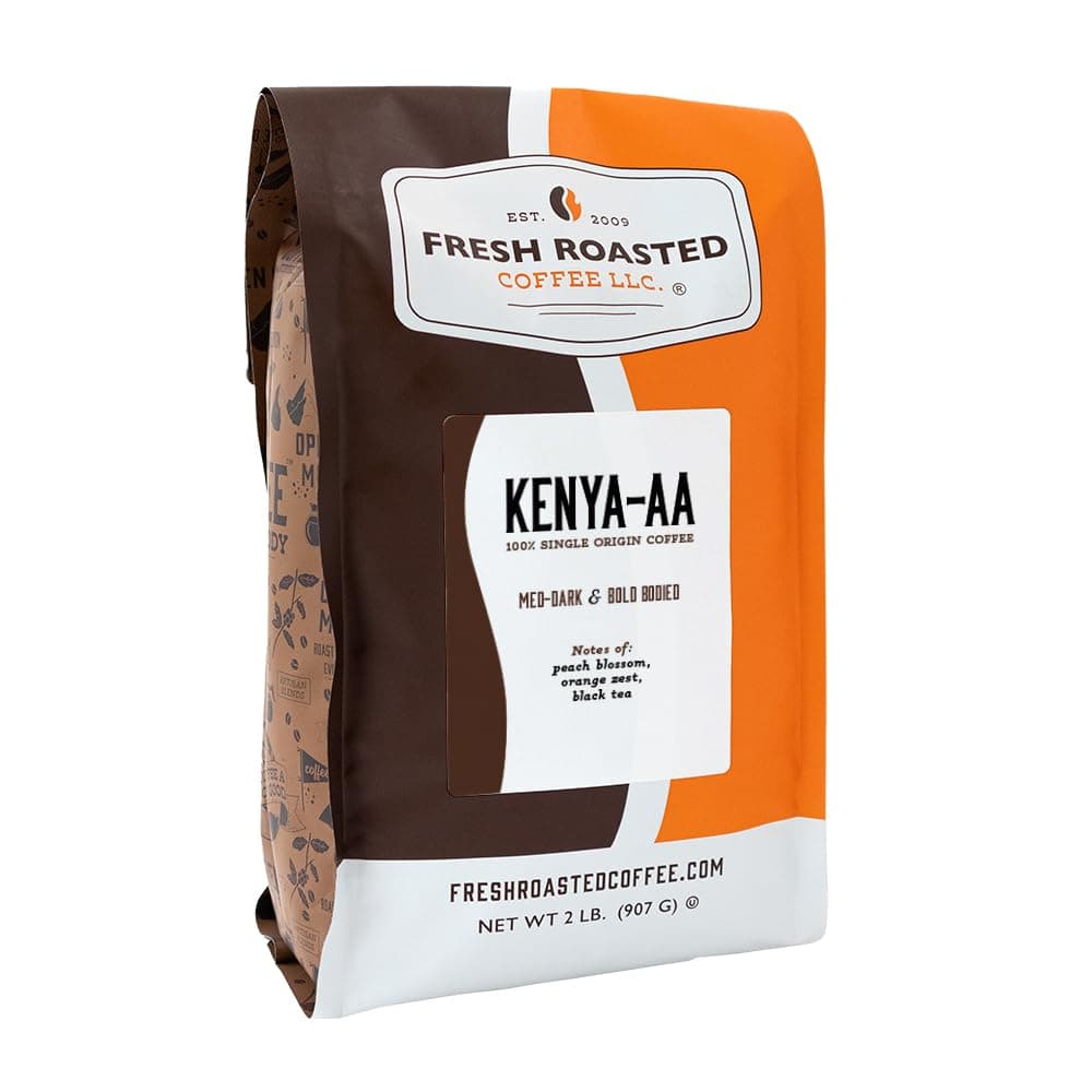 Fresh Roasted Coffee, Kenya AA, 2 lb (32 oz), Med-Dark Roast, Kosher, Whole Bean
