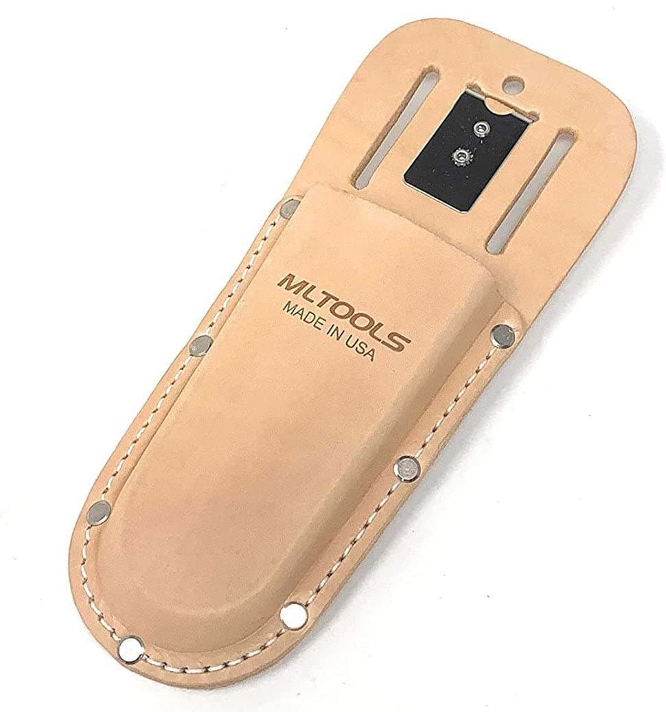 Leather Holster for Pruning Shears | Made in USA | 100% Fine Grain Leather | Gardening Equipment Case with Steel Metal Clip | Nifty Pouch for Hand Pruners | Wide Belt Slits
