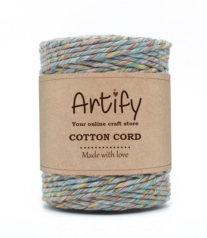 Artify | Single Strand Cord (3mm, 20 Meter) | Macrame Cord for Handmade Plant Hanger Wall Hanging Craft Making - Multi