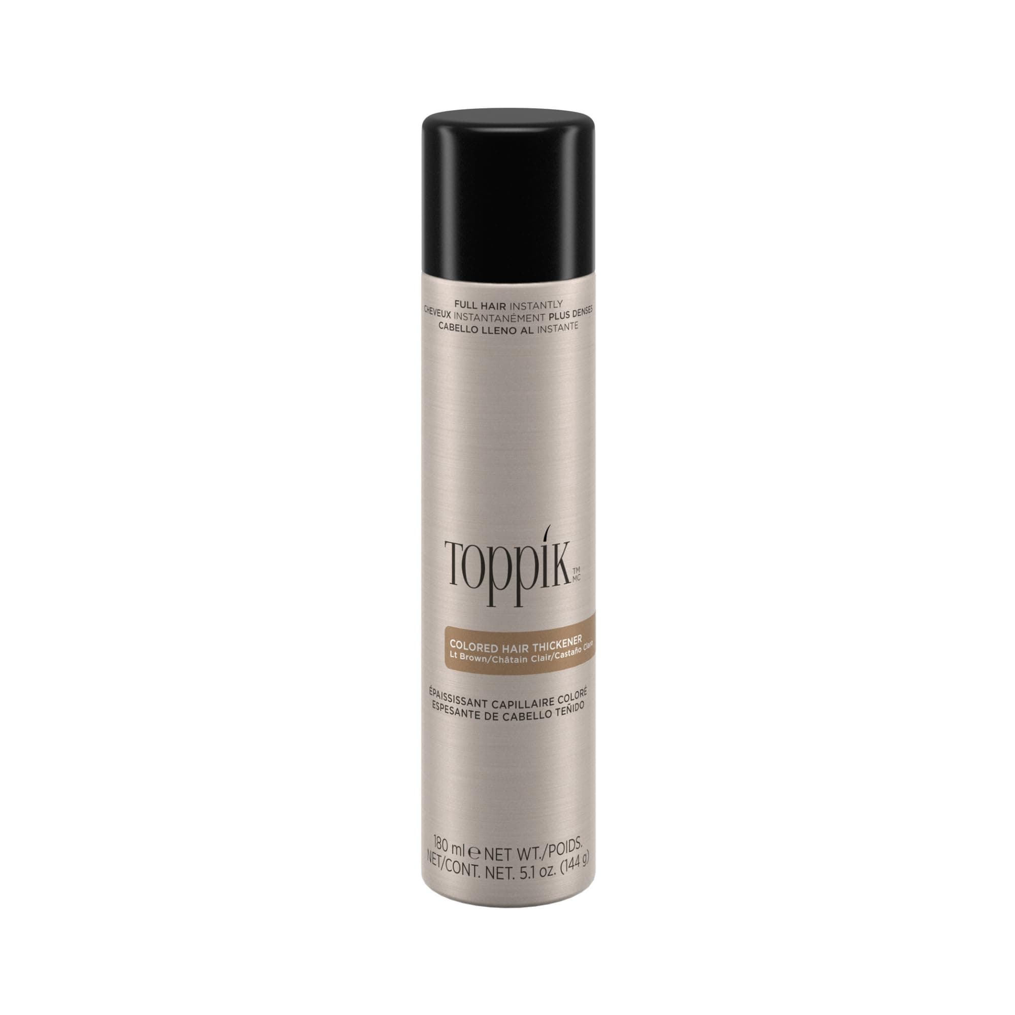 Toppik Colored Thickener Spray Solution to Fill Thin Area, Cover Roots and Builds Volume for Fuller-Looking with Thickening Natural Fibers for Men & Women Light Brown, 180ml