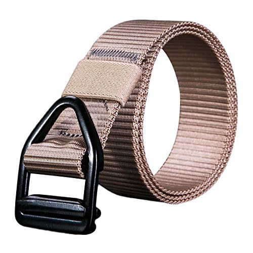 Men's Nylon Material Tactical Belt (Khaki, Large)