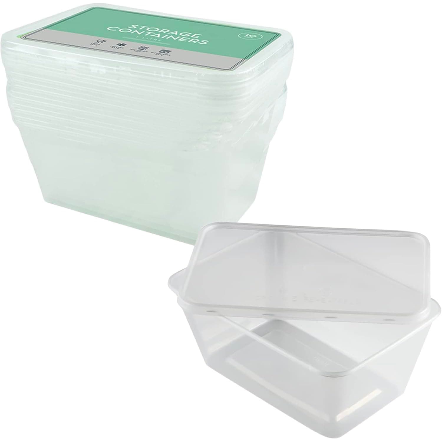 Reusable Plastic Takeaway Containers with Lids, 10pcs 1L Capacity Prep Boxes Perfect for Home, Food Prep, Catering Kitchens Microwave & Freezer Safe Food Containers