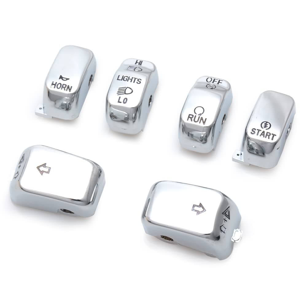 Hand Control Chrome Switch Caps Kit for Harley Sportster XL Dyna Softail Road King 1996-2013