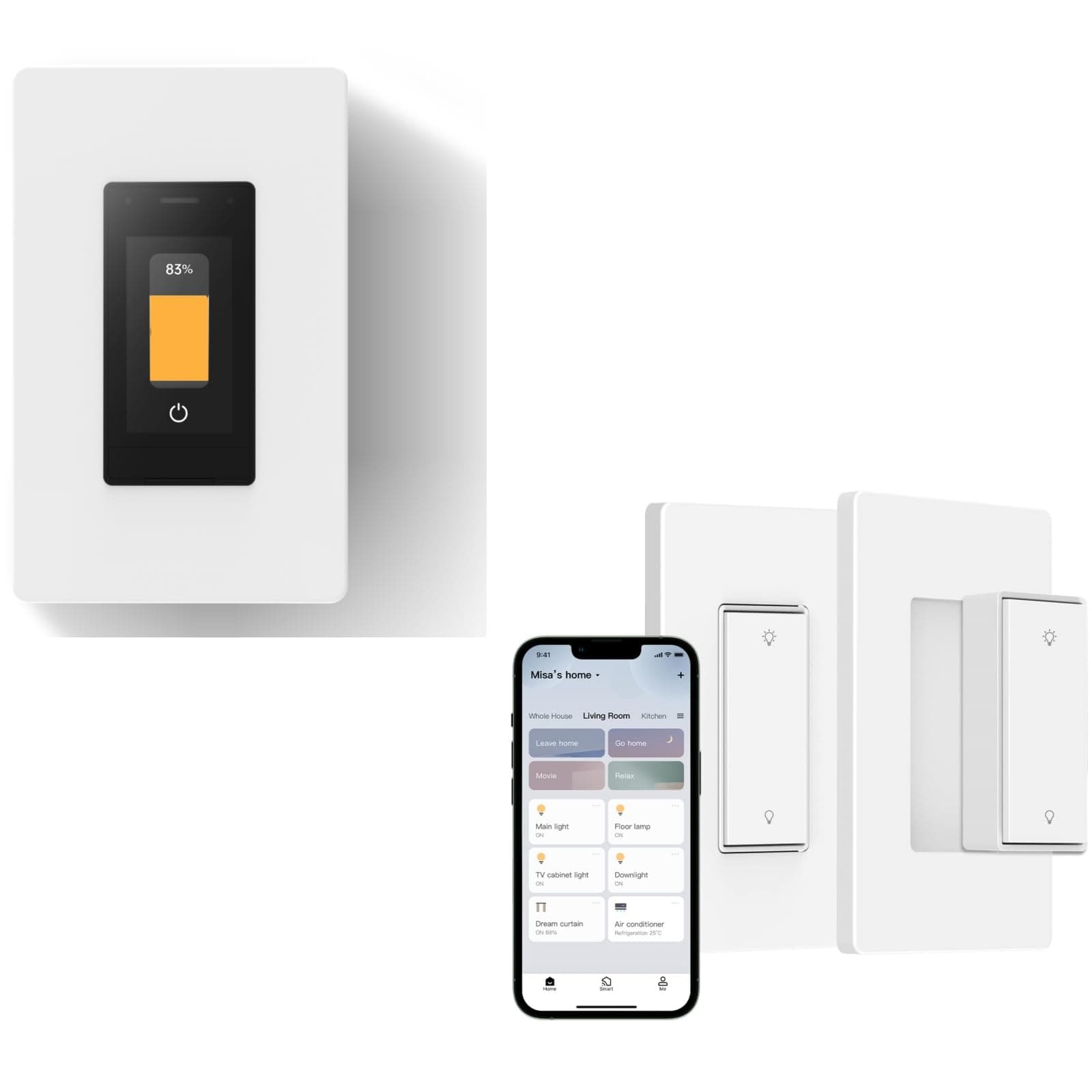 ORVIBO Matter Touchscreen Dimmer Switch(Mixpad D1) + ORVIBO Smart Dimmer Switch with Remote(A11kit)