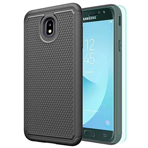 Galaxy J3 2018 Case,Galaxy J3 Achieve Case,Galaxy J3 Star Case,Galaxy Amp Prime 3/J3 V 3rd Gen Case with HD Screen Protector Huness Durable Armor Cover Phone Case for Samsung Galaxy J3 2018 (Black)