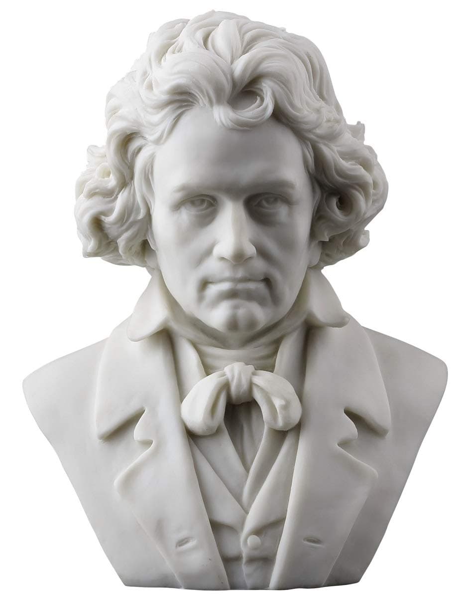 Ludwig Van Beethoven Bust Statue Figurine White Finish
