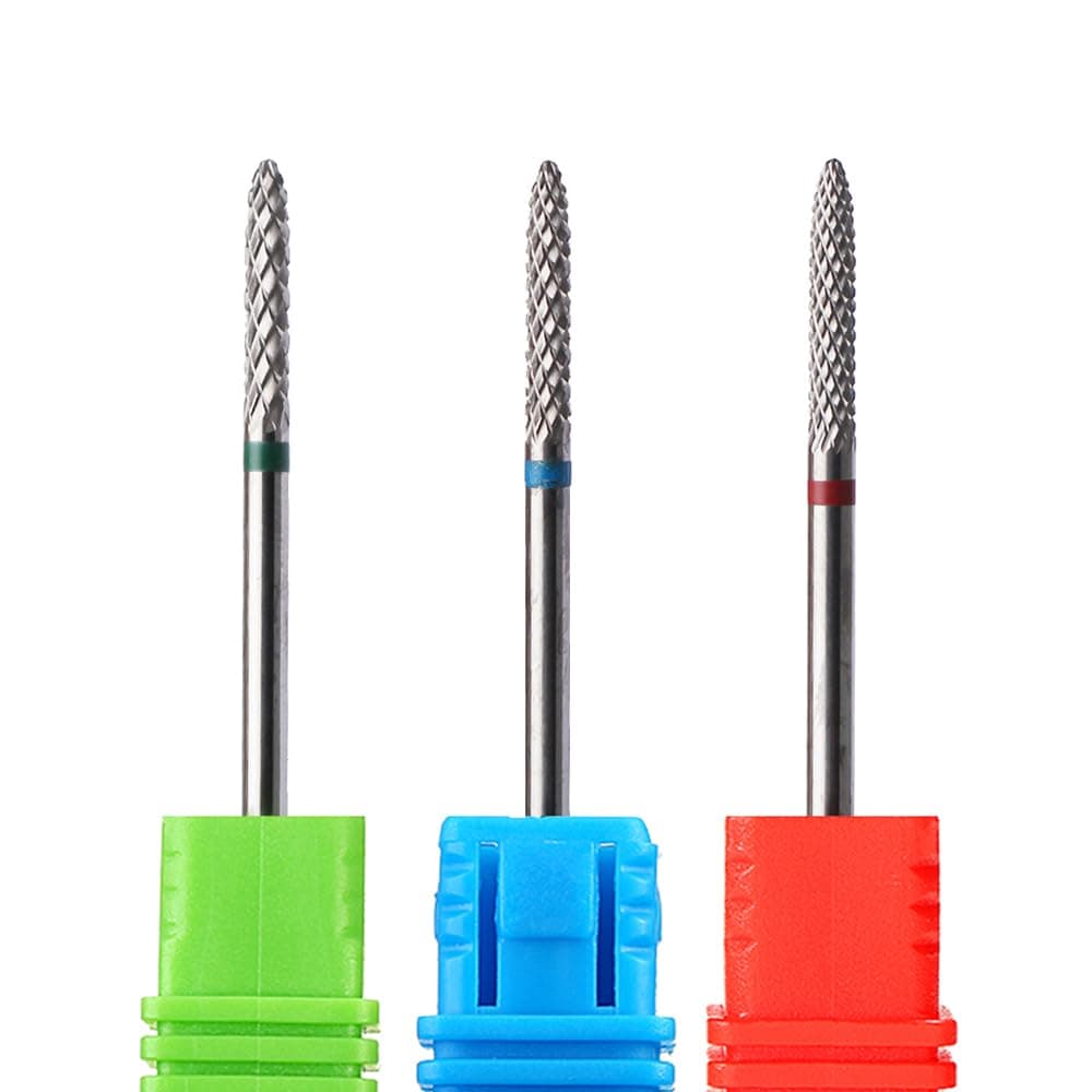 3pcs/Pack Nail Drill Bit, 3/32 Inch Tungsten Carbide Nail Buffer Bit for Gel Remover,Nail Cuticle Clean Manicure Pedicure Efile Safety Tools Home Salon Use (L2)