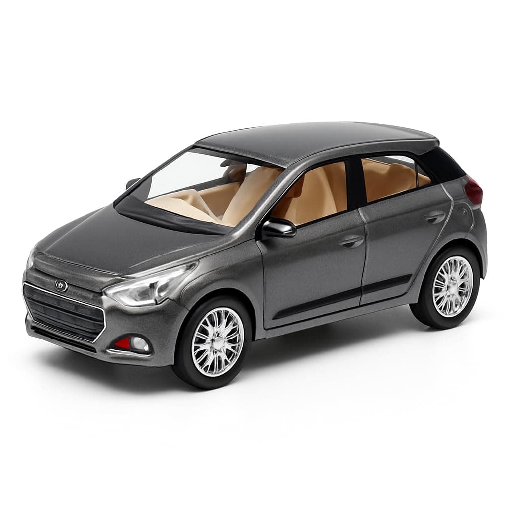 Sheel® i20 Kids Toy Car – Pull Back Action, Plastic Scale Model, Grey Color, 14.3 x 6.3 x 5.2 cm, Birthday Gift for Boys & Girls