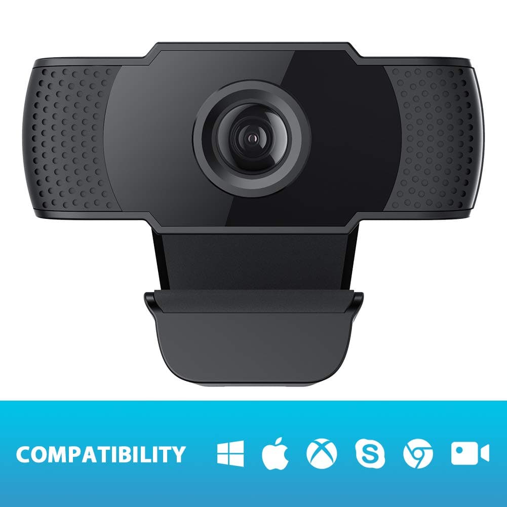 COOAU 1080P Webcam with Microphone, PC Laptop Desktop USB 2.0 Full HD Web Camera for Video Calling, Studying, Conference