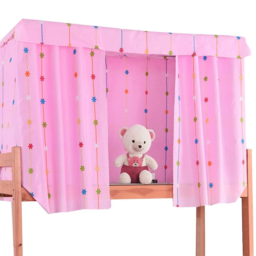 Pink Bed Canopy Bedding Curtain Blackout Cloth Single Sleeper Bunk Bed Tent 3pcs Curtain