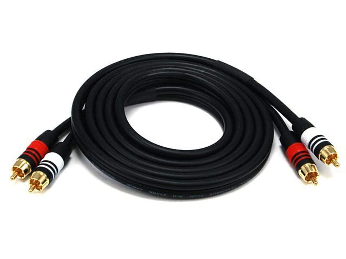 102864 6' Premium 2 RCA Plug to 2 RCA Plug 22AWG Cable - Black