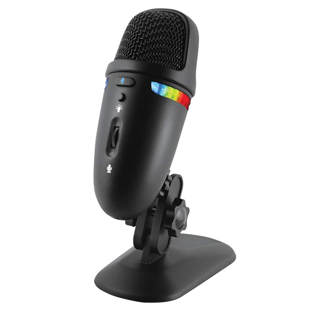 Cyber AcousticsPremium USB Condenser Microphone with Colored LED Lights - Featuring Dual Recording Patterns - Compatible with PC and Mac (CVL-2009)