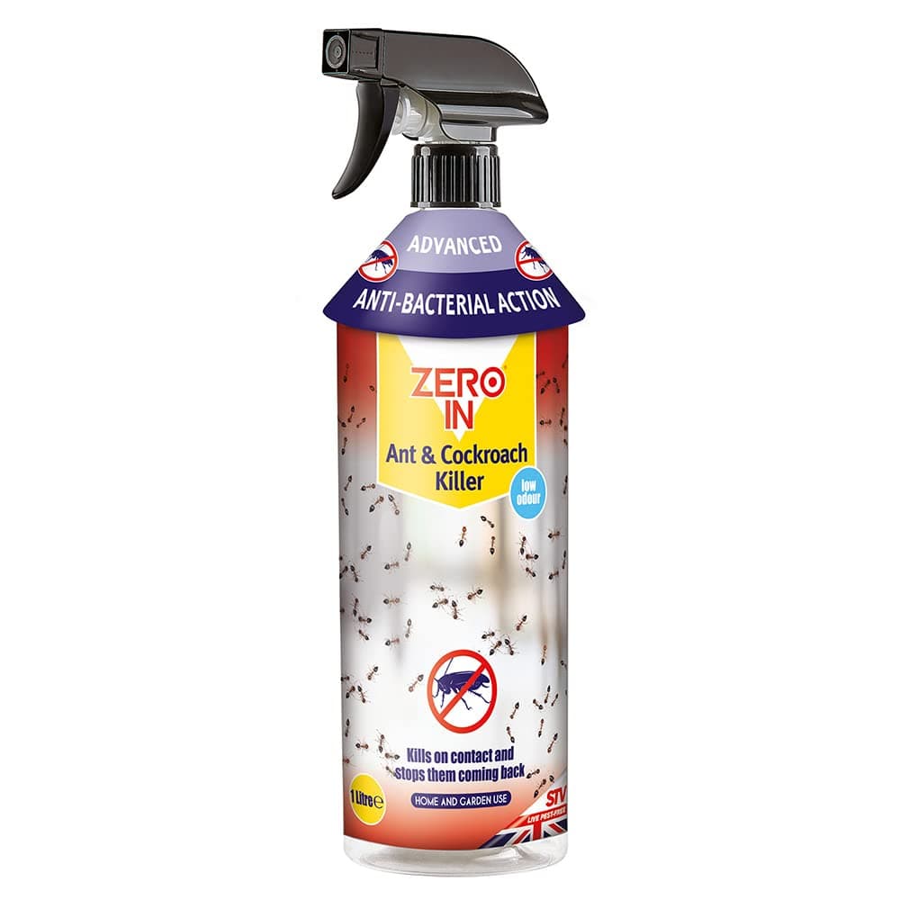– Zero In Anti-Bacterial Ant & Cockroach Killer – 1 L Spray, Controls Insects and Kills Germs in the Home and Garden, Prevent Repeat Re-Infestations, Ready-To-Use