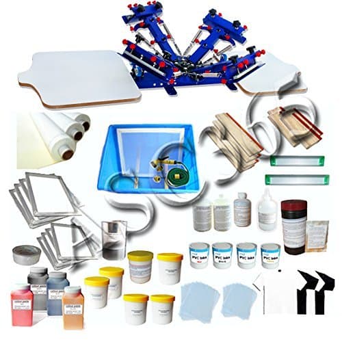 4 Color 2 Station Screen Printing Start Kit Screen Printing for T-Shirt DIY Screen Printing Press Silk Screen Removable Pallet
