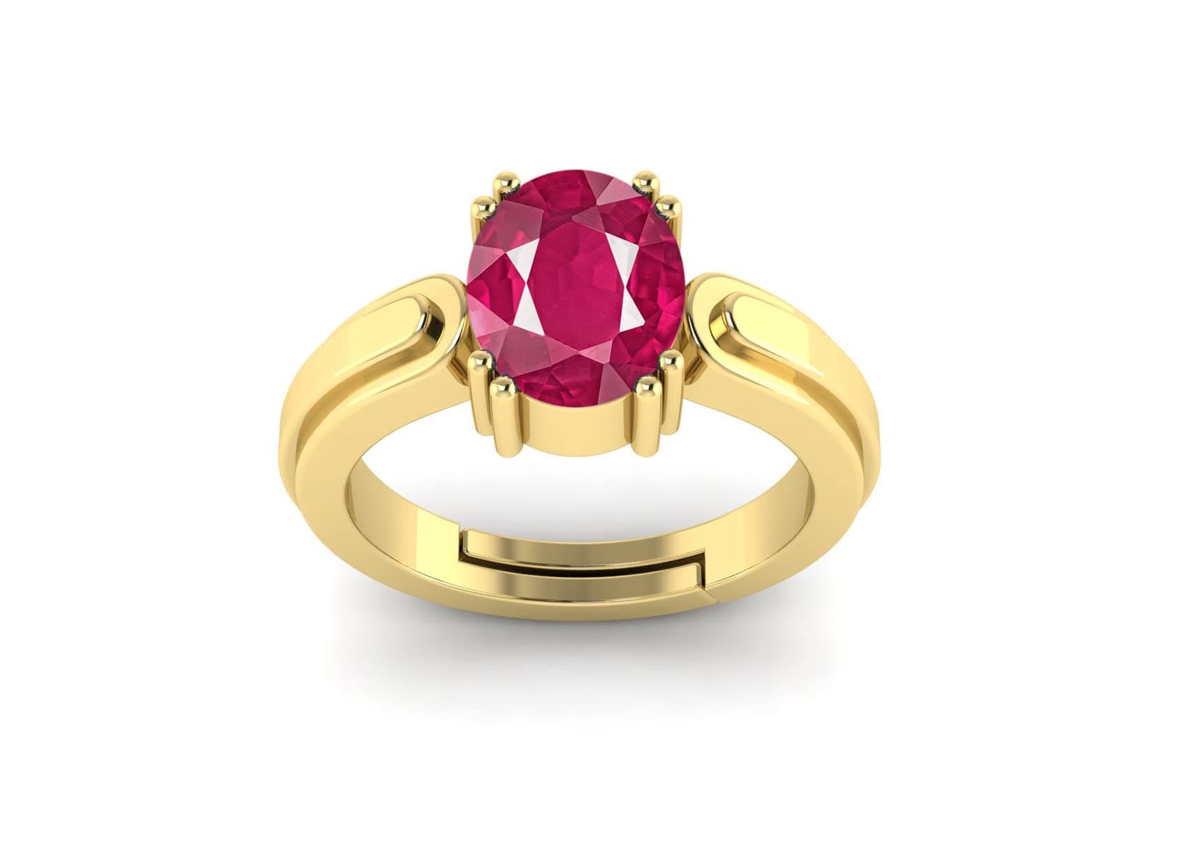 BALATANK�3.25 Ratti /2.70 Carrat Natural Ruby Manik Birthstone/Astrology/Rashi Ratan Gold Ring Adjustable Ring for Men & Women's