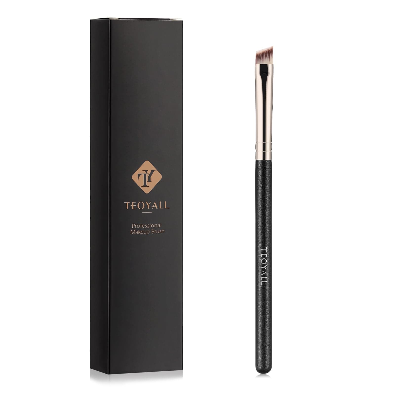 TEOYALL Flat Angled Eyeliner Brush, Soft Thin Slanted Synthetic Bristles Precision Eyebrow Brush For Brow Powder Gel Eye Liner