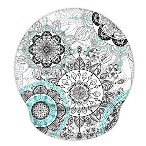 Ergonomic Mouse Pad with Gel Wrist Rest Support, iLeadon Non-Slip Rubber Base Wrist Rest Pad for Home, Office Easy Typing & Pain Relief (Mandala Flowers)
