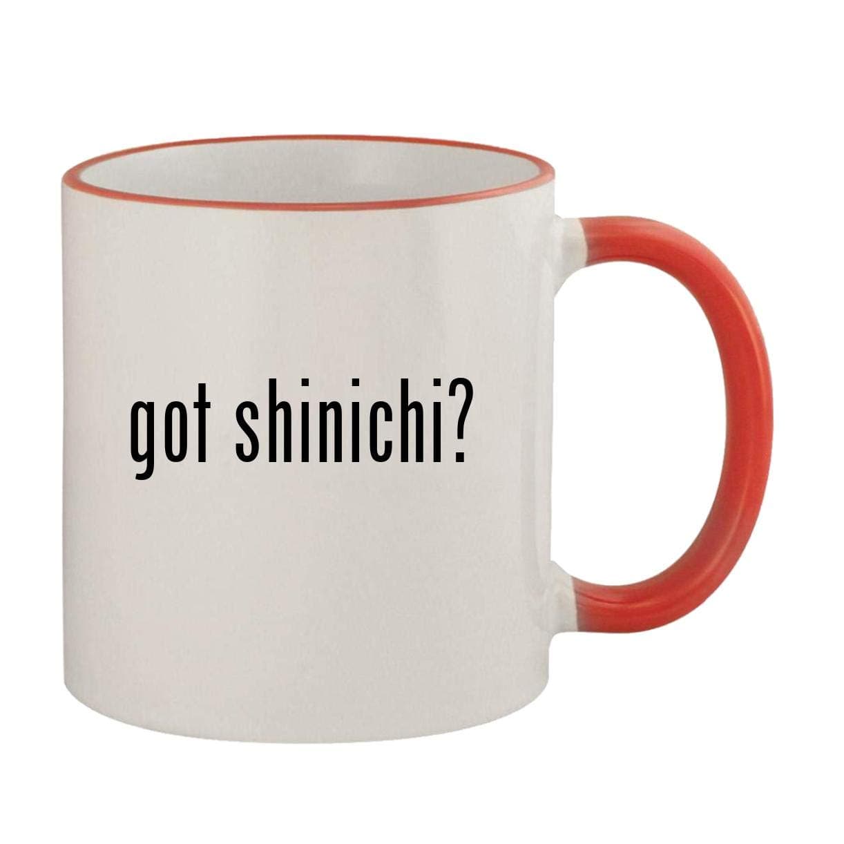 got shinichi? - 11oz Ceramic Colored Rim & Handle Coffee Mug, Red