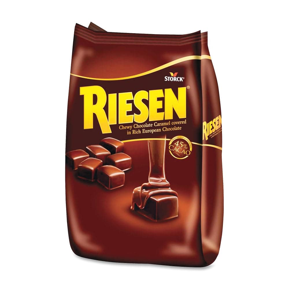 Riesen Dark Chocolate Covered Caramel Candies - Individually Wrapped Soft & Chewy Candy Pieces, 45% Cacao, European Dark Chocolate - 30 oz Bulk Bag (Pack of 1)