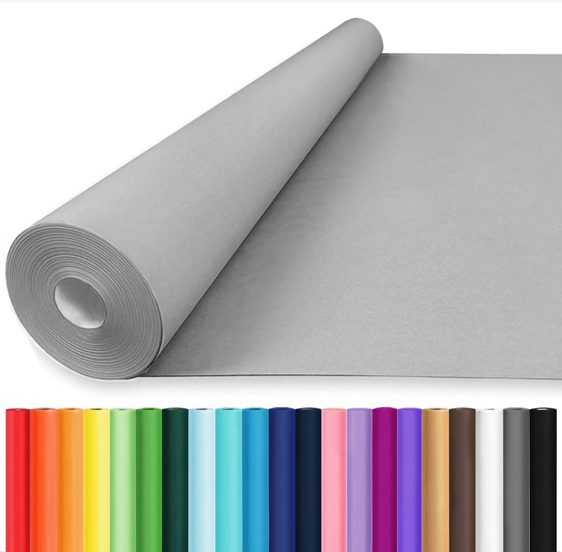 Vanhench 36" x 2400" (200') Grey Wrapping Paper, Solid Color Art Kraft Craft Paper Roll for Birthday Gift Wrapping, Baby Shower, Bouquet Flower, Poster, Floor Covering, Table Runner