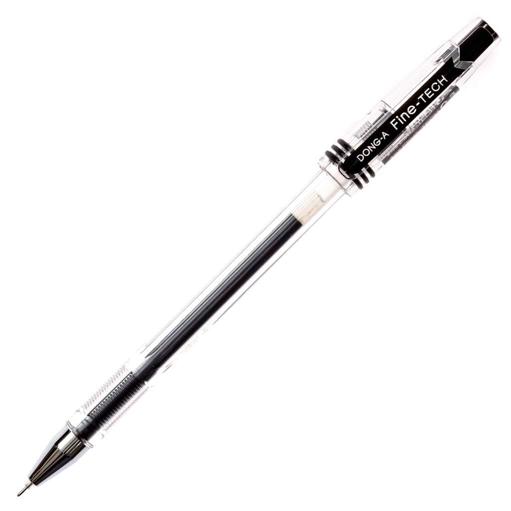 Dong-A Fine-Tech Excellent Writing, 0.3 Mm, Gel Ink Roller Ball Pens, Black (Pack Of 12)