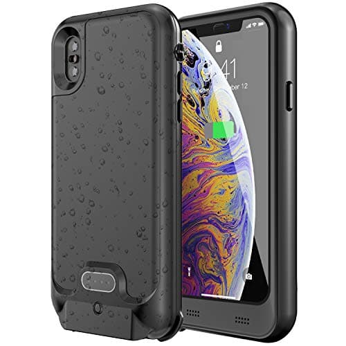ALOFOX iPhone X/iPhone Xs Waterproof Battery Case Qi Wireless Charging Compatible 5.8-inch 3600mAh Slim Rechargeable Extended Protective Portable Charger Case for iPhone X/iPhone Xs– (Black)
