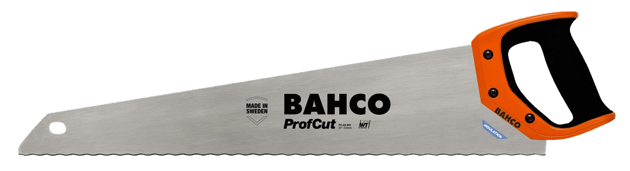 Bahco ProfCut Insulation Saw For Mineral Wool/Stone Wool/Eco Wool/Styrex, 22 Inch Length, Wave-Formed Sharpened Teeth, Comfortable Two-Component Handle