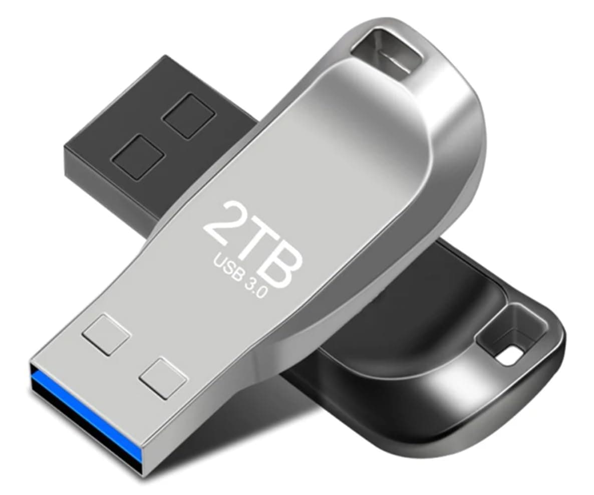 Metal USB 3.0 Pen Drive 2 TB Usb Flash Drives High Speed Pendrive Waterproof Usb Flash Disk New Upgraded Type C Adapter (Silver)