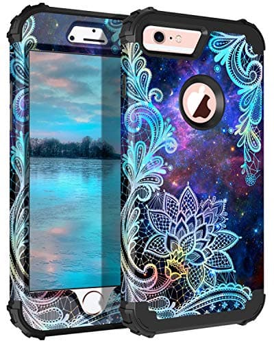 Casetego Compatible with iPhone 6S Case,iPhone 6 Case,Floral Three Layer Heavy Duty Hybrid Sturdy Shockproof Protective Cover Case for Apple iPhone 6S/6,Mandala