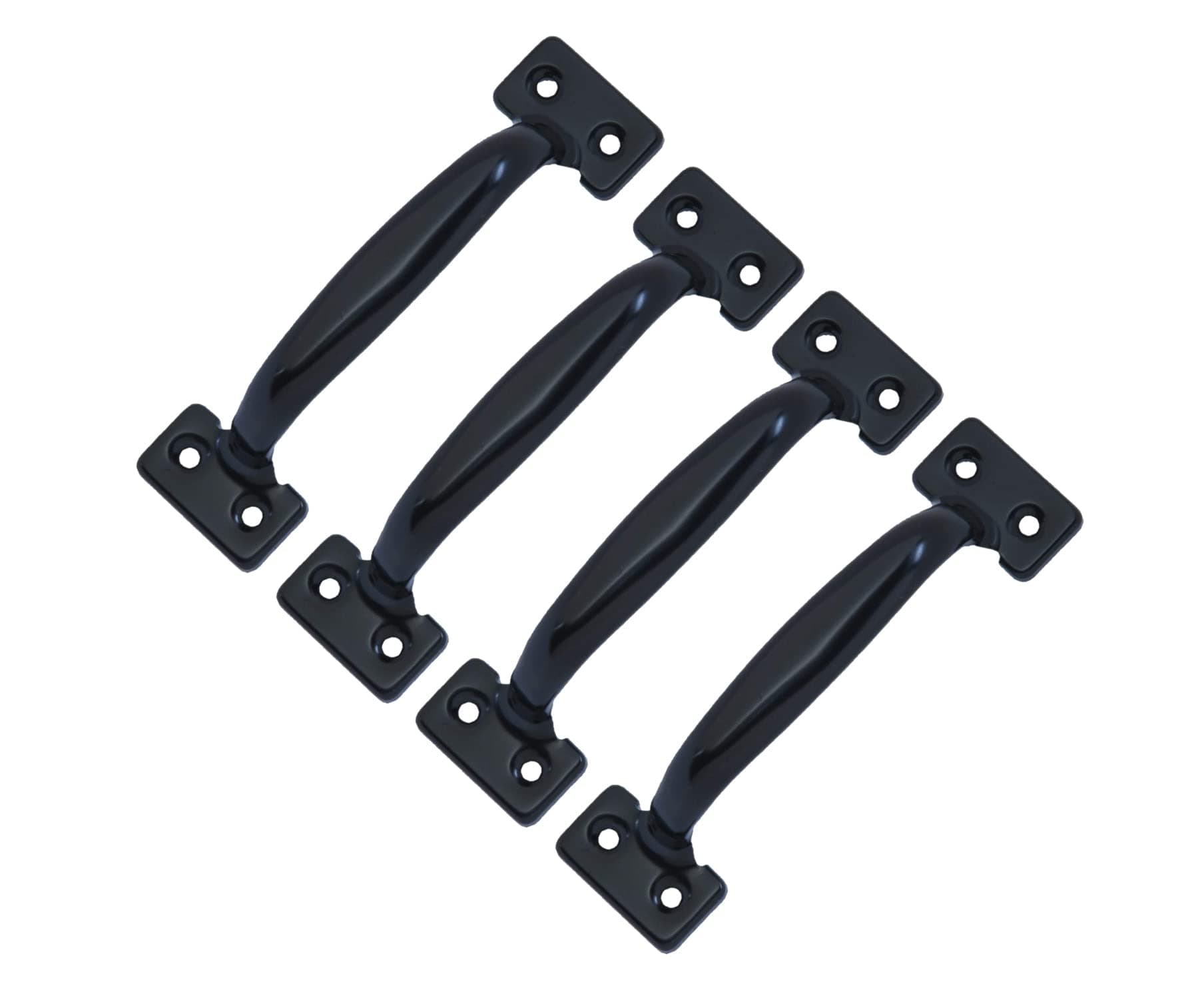 QCAA Door Pull, 6-1/2", Steel, Black Coated, 4 Pack, Made in Taiwan