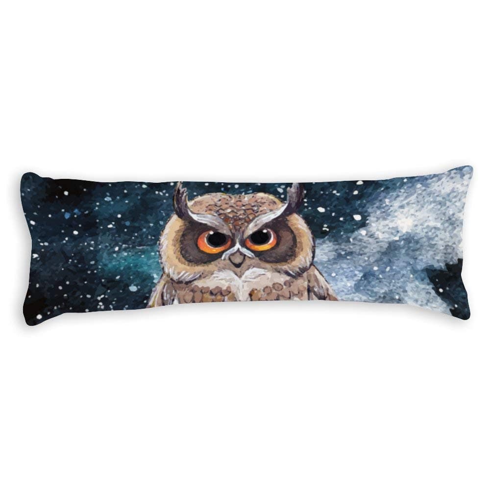 CICIDI Side Sleeper Pillow Cover 40 x 145 cm Galaxy Owl Breathable Cushion Covers with Zip Cotton and Polyester