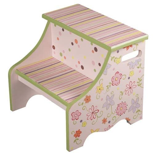 2-Step Manufactured Wood Personalized Funky Flowers Step Stool with 200 lb. Load Capacity