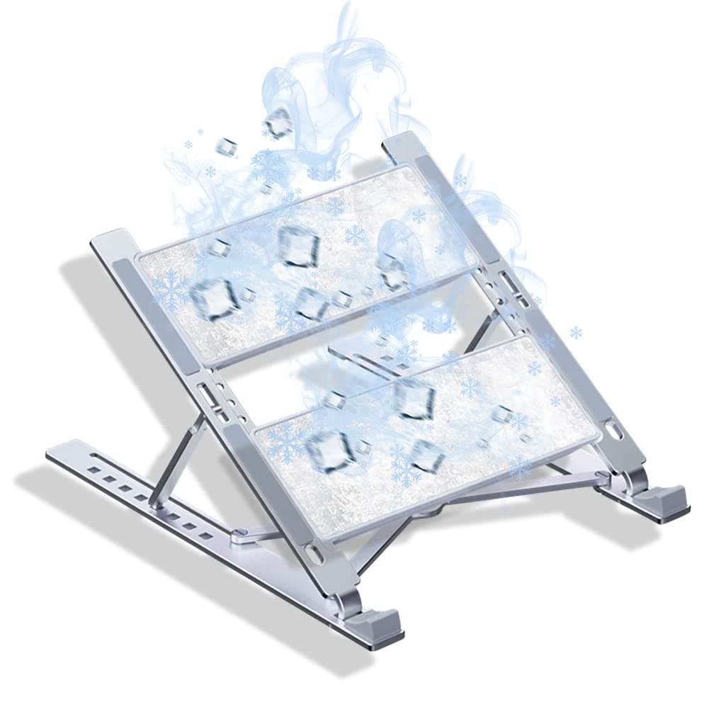 Semiconductor Laptop Cooling Stand, 3S Fast Cooling Foldable Laptop Cooler with Refrigeration Plate, Portable Gaming Laptop Cooling Pad for Desk with 8 Heights Adjustable