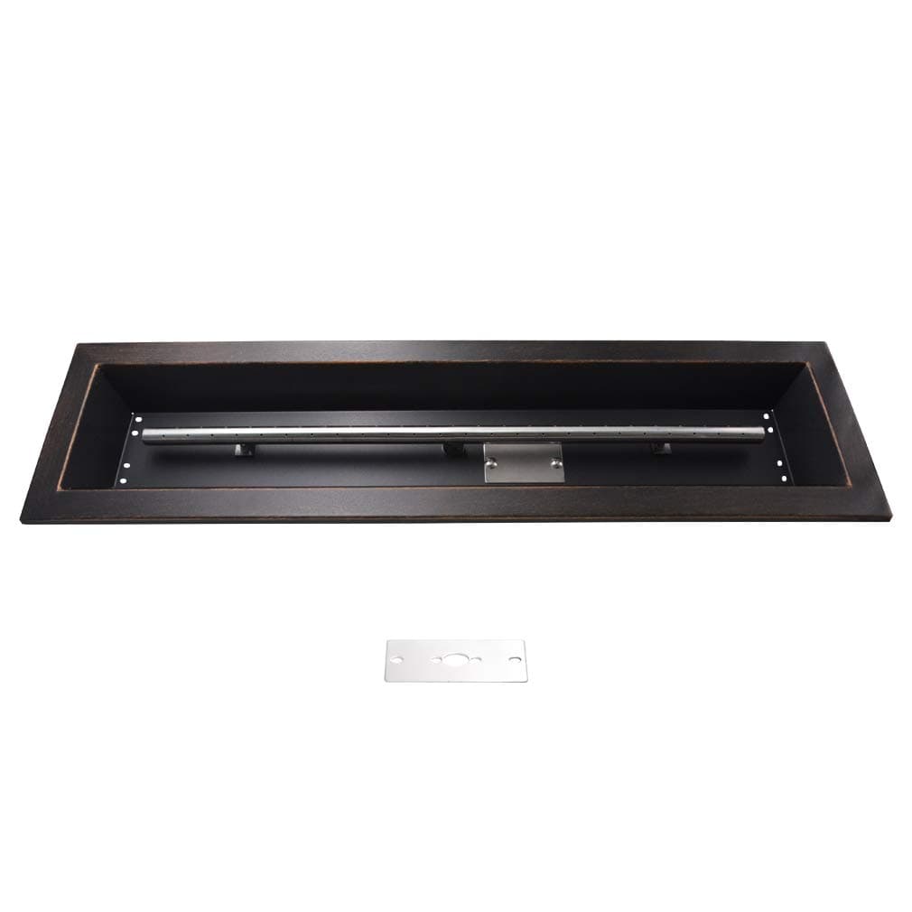 Skyflame Classic Black 30" x 6" Stainless Steel Linear Drop-in Fire Pit Pan and Burner, Oil Rubbed Bronze