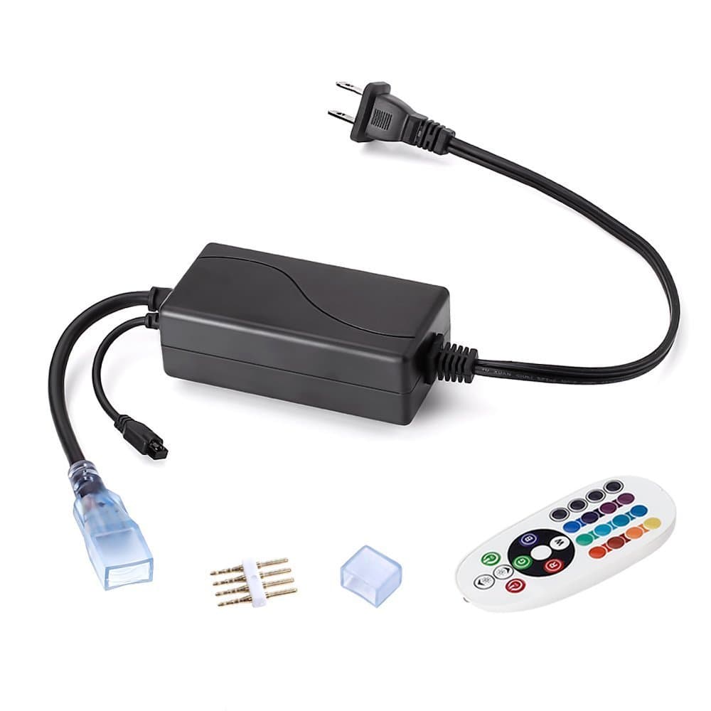 COLINKIND Power Plug Unit Remote LED 100-120V Strip Lights, RGB Multi-colored LED Strip Accessories, US Plug
