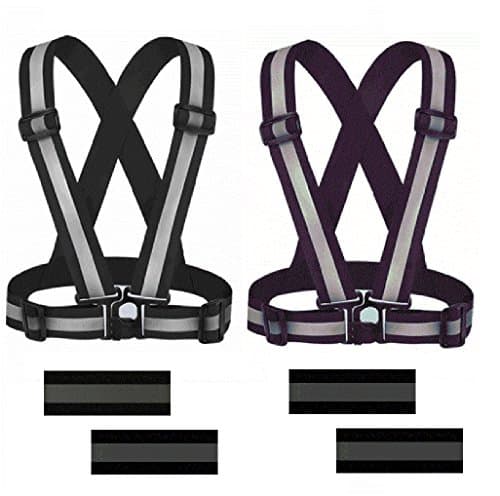2PCS Reflective Vest with 4PCS Arm Band, Unisex Adjustable and Visible to Keep Safe for Outdoor Sport, Traffic Police Execute Mission, Emergency Road Assistance or Environmental Sanitation Workers