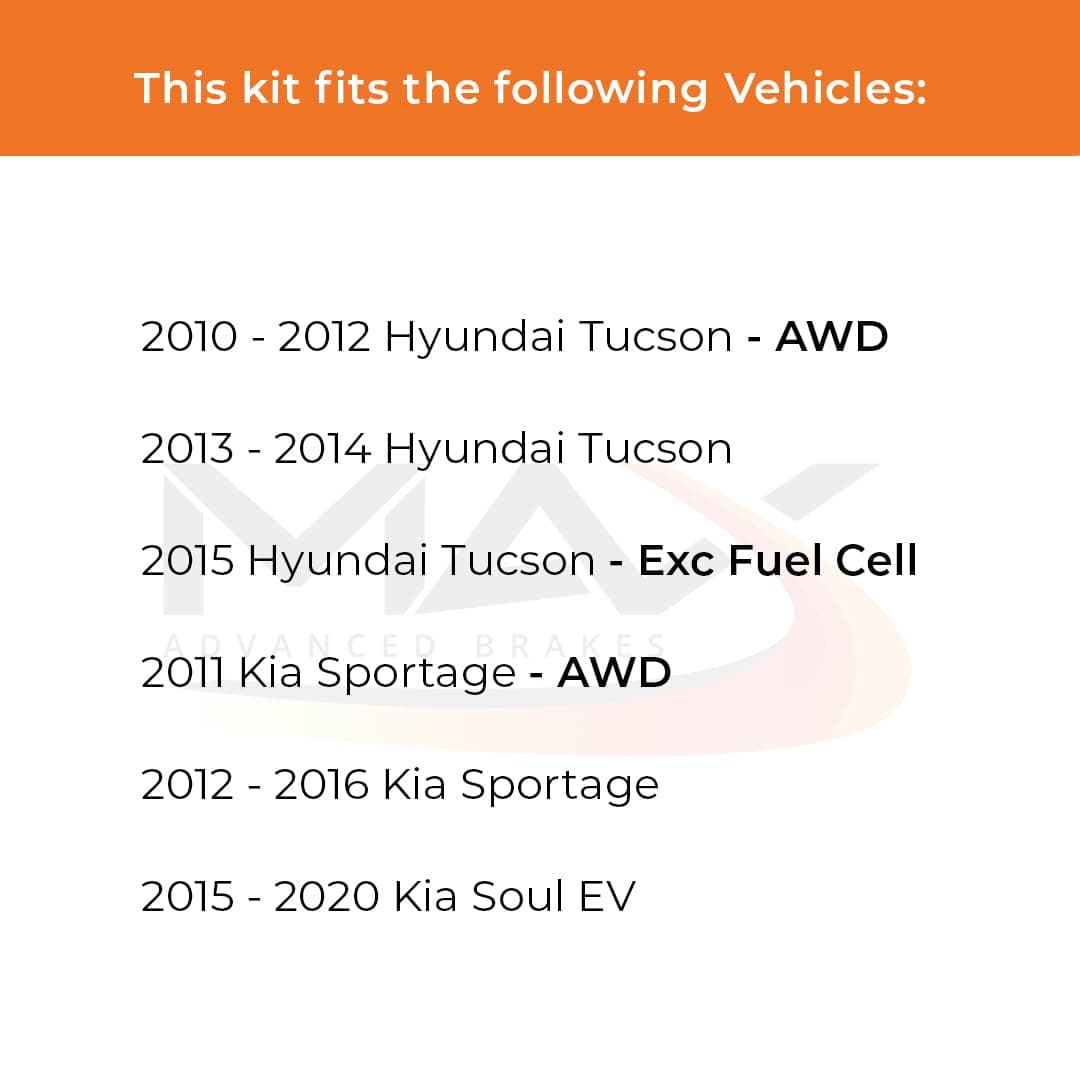 MAX Advanced Brakes - Front Brake Kit For 2010-2015 Hyundai Tucson, 2011-2016 Kia Sportage| Carbon Ceramic Brake and Rotor Kit| OE Replacement Brake Rotors