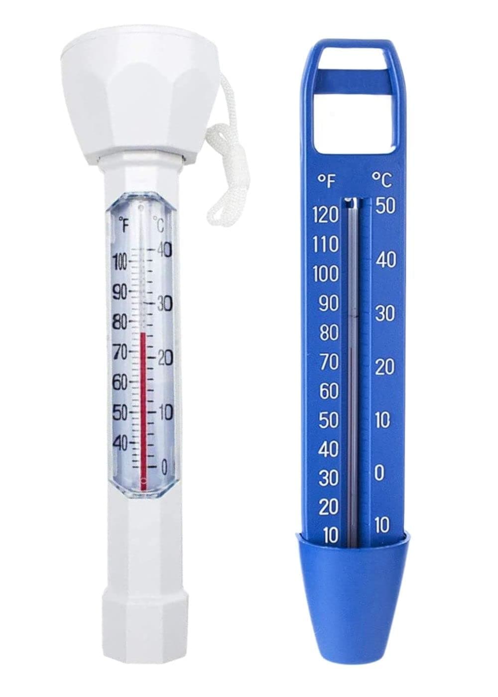 Pool Floating Thermometer Large Easy Read Display with Cord, Water Temperature Test Tube for Indoor or Outdoor Swimming Pool, Bath, Spa, Hot Tub, Fish Pond, Fahrenheit & Celsius - 2 Packs