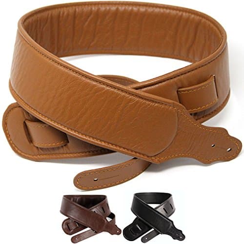 So There Padded Leather Guitar Strap - Genuine Leather Strap Best for Guitar or Bass - Tan
