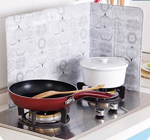 3-Fold Aluminum Foil Nonstick Splatter Shield Guard (Splash Shield Food Sketch Pattern)