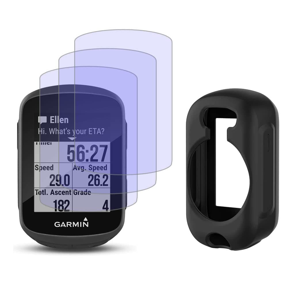 Screen Protector and Silicone Case Cover for Garmin Edge 130/130 Plus Gps (3+1pack),Tempered Glass Film Anti-Scratch Transparent