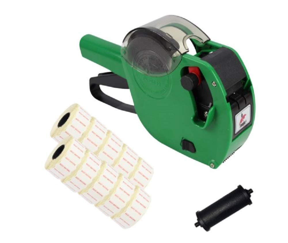 Panther™ PL-2612 Date Coding Gun Starter Pack with 15,000 White Peelable 'Best Before' Labels with Red Text