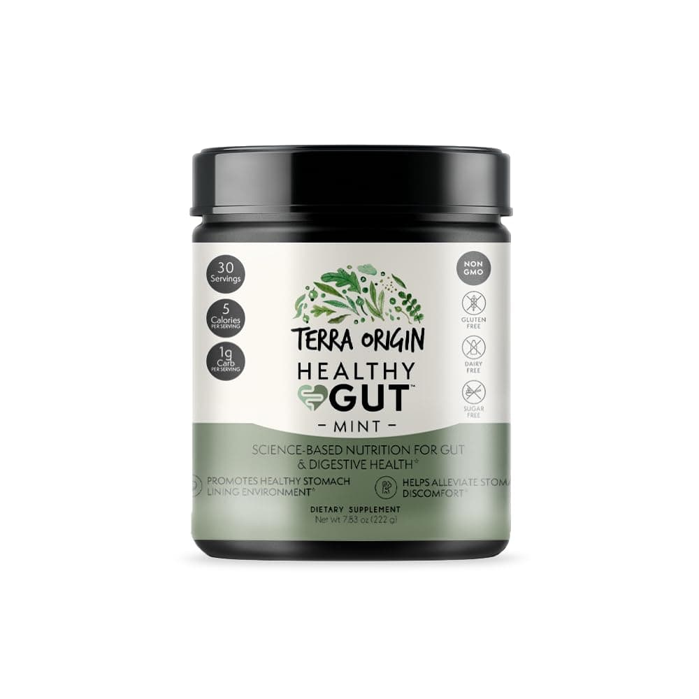 Healthy Gut Digestive Support Supplement Powder Mint Flavour Includes L-Glutamine, Herbs Antioxidants - 30 Servings