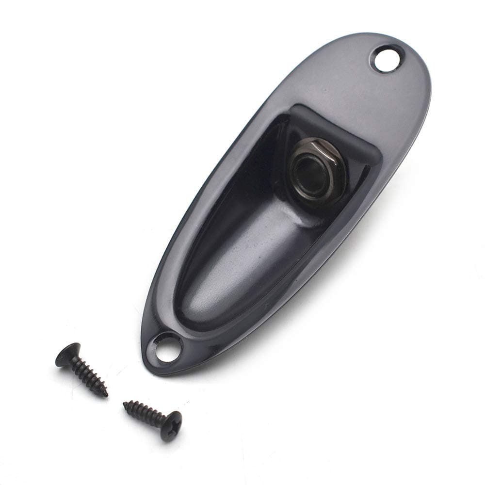 Guitar Input Jack Socket Plate Output Loaded Boat Style 1/4 Inch with Screws for Fender Stratocaster Strat St Mono Electric Guitar for Electric Guitar Replacement Parts(black)